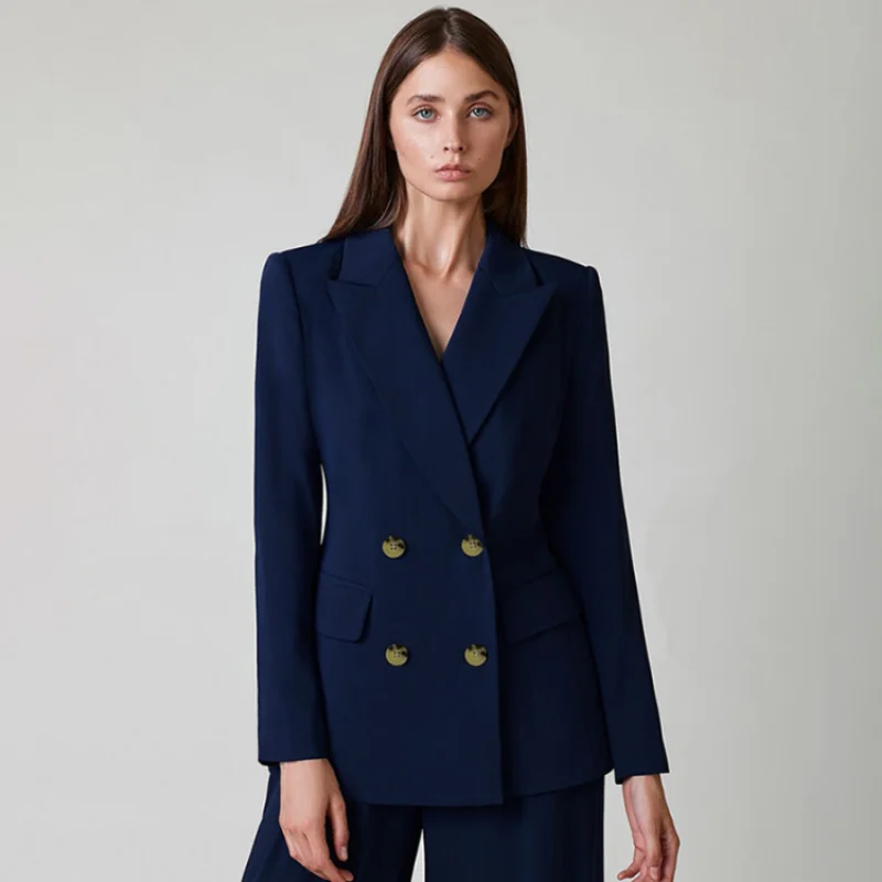 Women's Fashion Loose Temperament Commuter Double Breasted Blazers