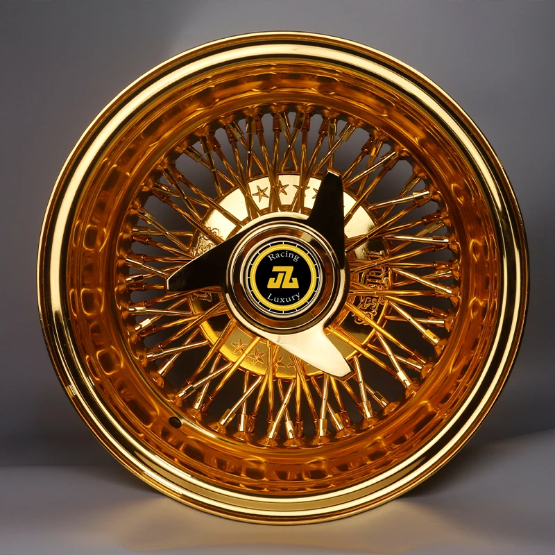 Фото Lowrider All Gold Wire Spoke Wheels Диски для Rolls Cadillac Thunderbird Chevrolet Royce №5