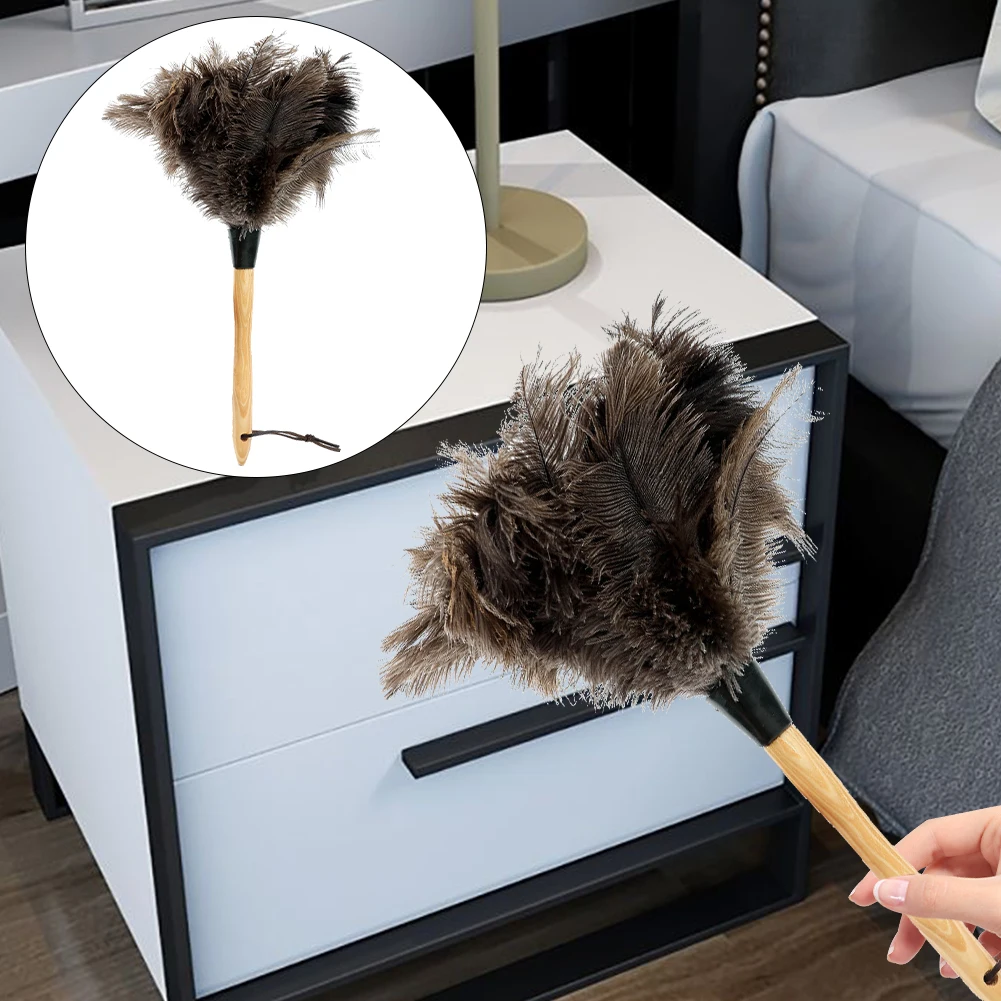 

Car Ostrich Brush Natural Feather Duster Brush Wood Handle Anti-static Cleaning Tool Household Furniturer Car Dust Cleaner