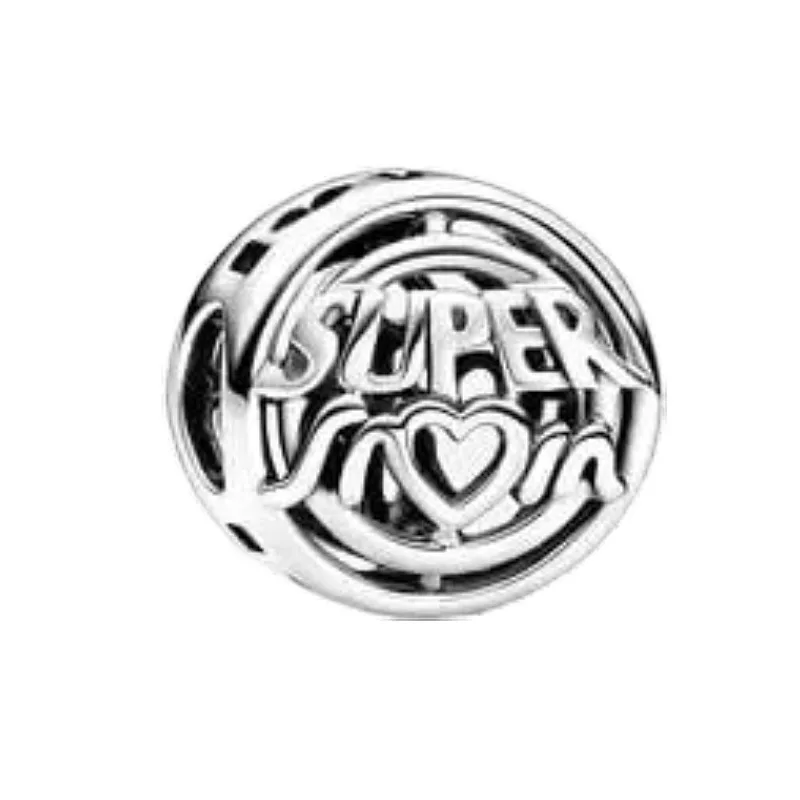 

2023 подарок на день матери, Новый ажурный Шарм Mum Hero, бусины из серебра 925 пробы, подходит для браслета, ожерелья, ювелирные изделия «сделай сам...