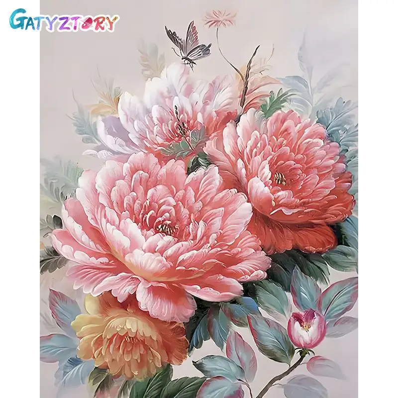 

GATYZTORY Acrylic Painting By Number Flowers DIY Paint By Numbers On Canvas Home Decor Frame Christmas Gift 60x75cm