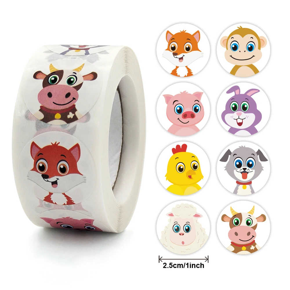 

50-500pcs Cartoon Animal Children Reward Paster Sticker Label Cute Toy Sticker DIY Gift Sealing Label Scrapbooking Decoration