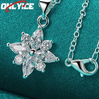 925 sterling silver snowflake zircon pendant necklace 16 30 inch snake chain for womens party engagement wedding fine jewelry