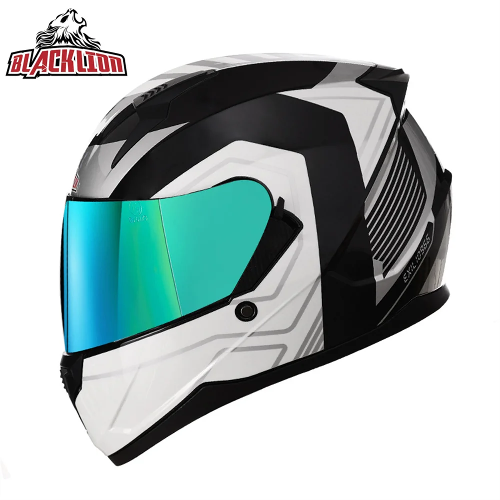 Enlarge DOT ECE Approved BlackLion Safety Downhill Full Face Motorcycle Helmet Retro Motocross Racing Scooter Casque Moto Casco