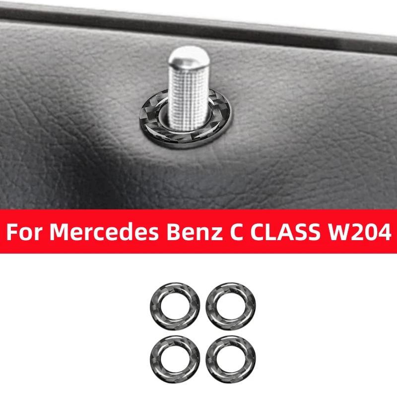 

For Mercedes Benz C Class W204 2007-2013 Car Accessories Car Door Lock Pillar Decorative Ring Trim Carbon Fiber Interior Sticker