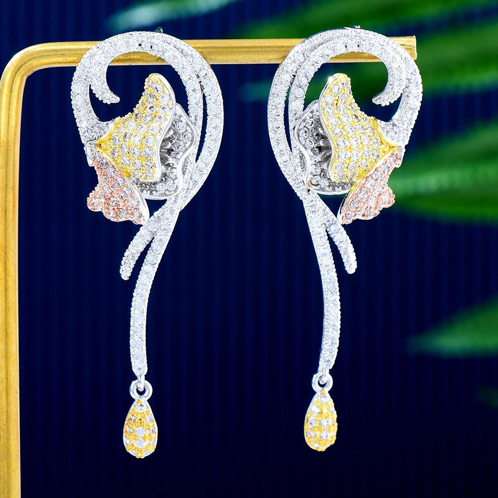 

Blachette Jewelry Fashion Elegant Flower Pendant Earrings Women's Bride Wedding Engagement Stage Performance Daily Party Gift