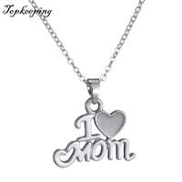 fashion letters glowing necklace i love you mom gift white gold plated engraved letter heart pendants choker necklace