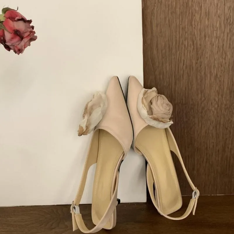 Сандалии женские атласные на тонком каблуке элегантные туфли без задника с