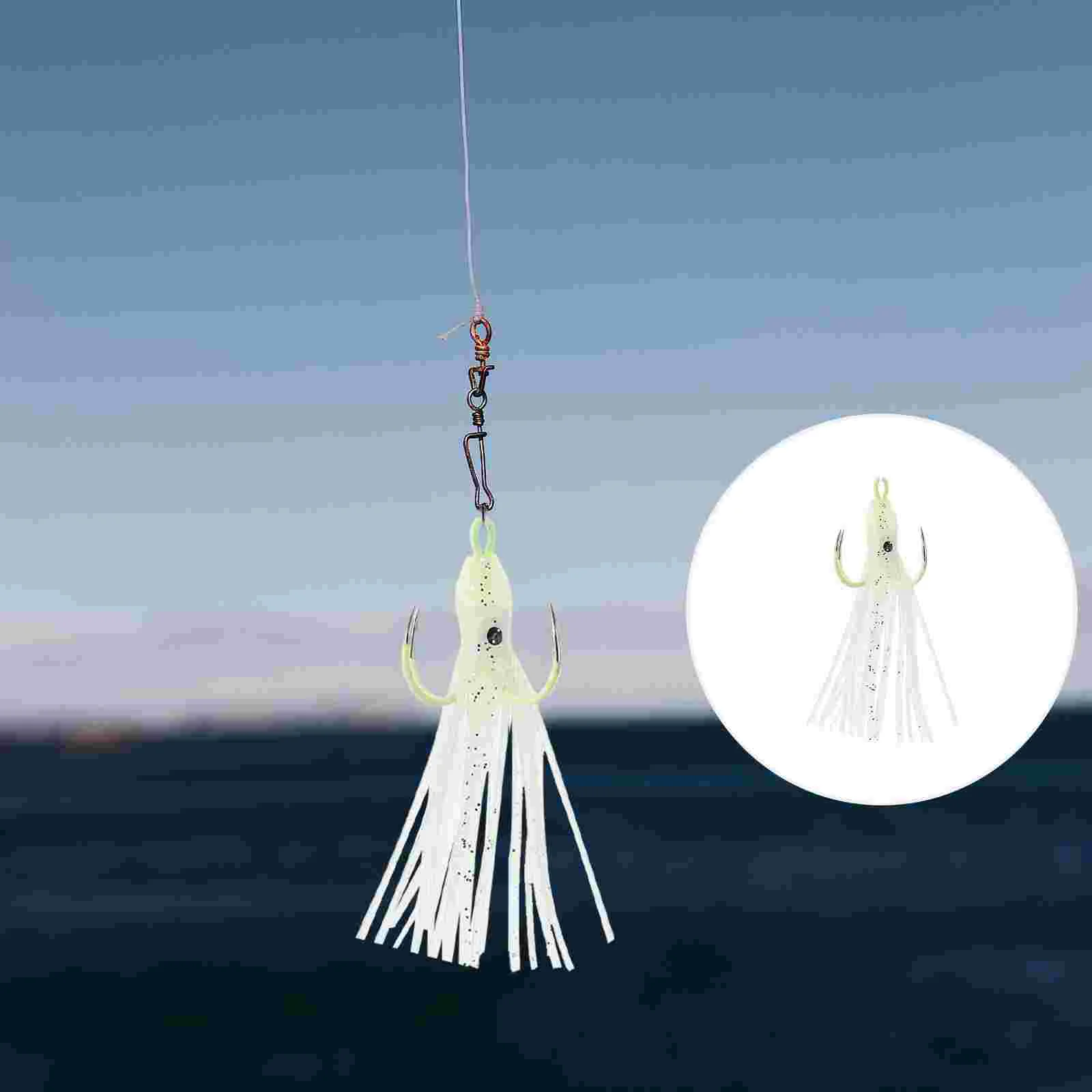 

4 Pcs Luminous Fishing Lures Swimbaits Crankbaits Life Glow Dark Octopus Trolling Conjoined Luminous Squid Hook