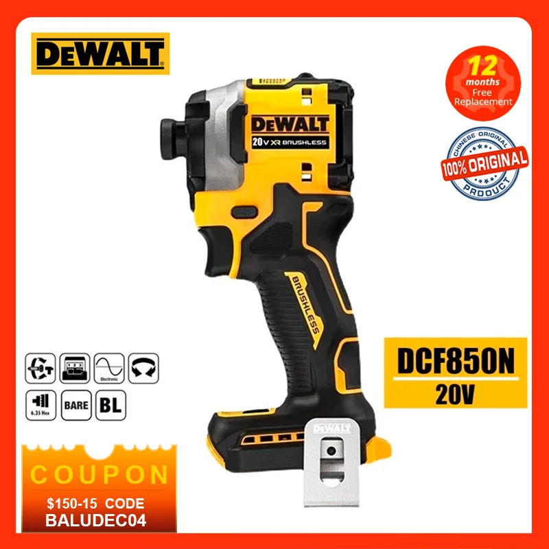 

Беспроводная электродрель DEWALT DCF850N, ударная дрель, шуруповерт, 20 в, 205-нм, бесщеточный двигатель, без аккумулятора и зарядки