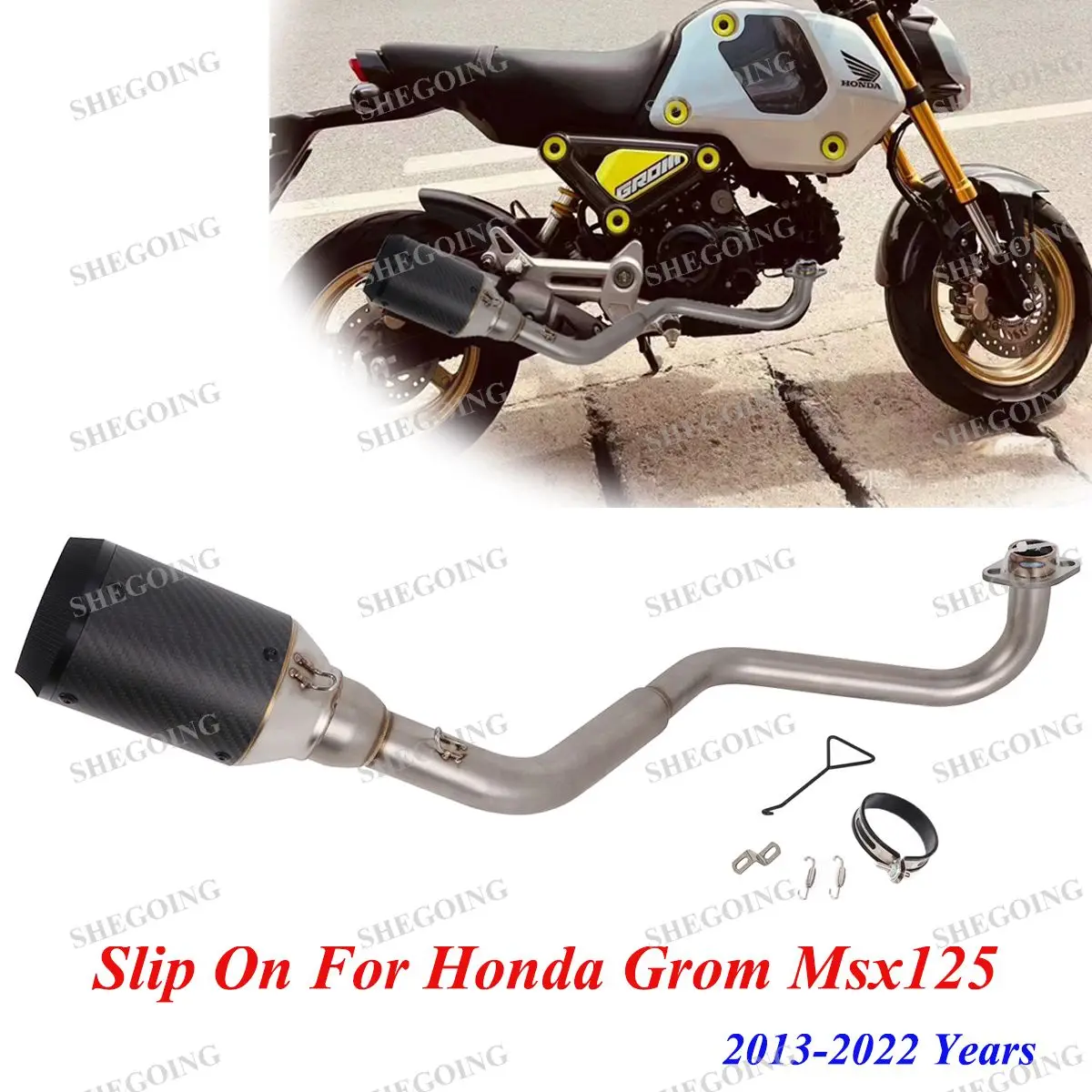 Для Honda Grom Msx125 2013-2025 полная выхлопная система мотоцикла Eacape без шнуровки