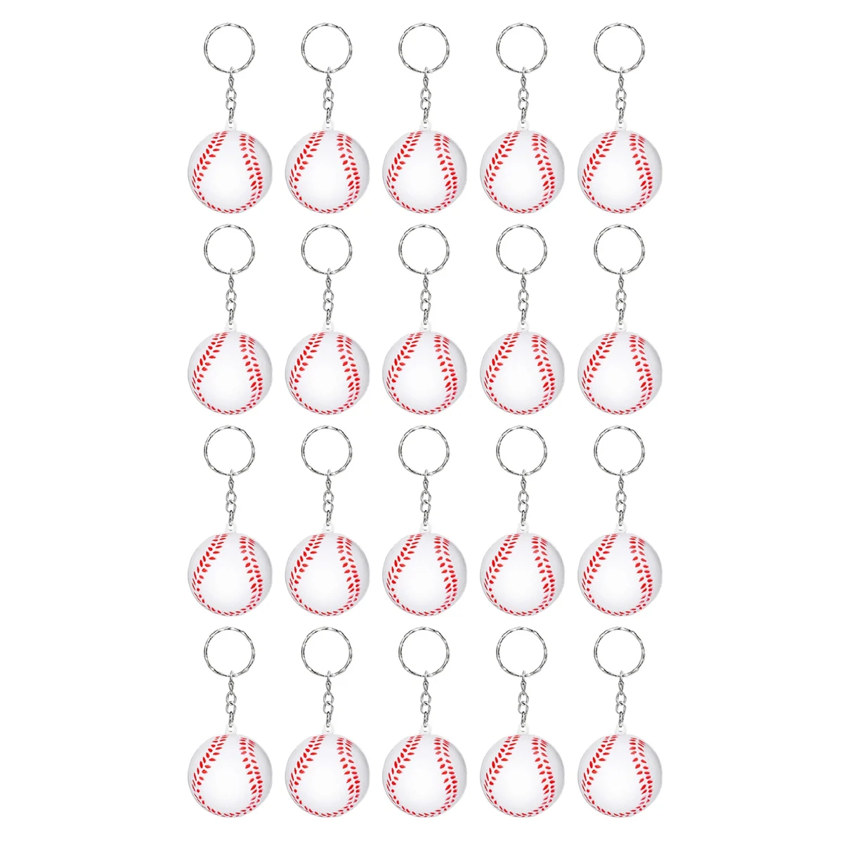 

20 Pack White Baseball Keychains for Party Favors,School Carnival Reward,Party Bag Gift Fillers