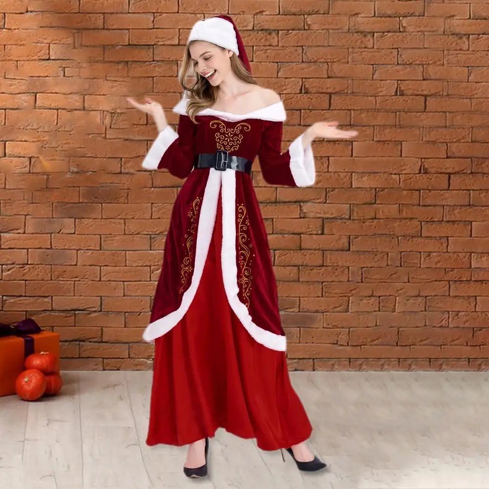 Праздничное платье праздничное для косплея Санта-Клауса с открытыми плечами в