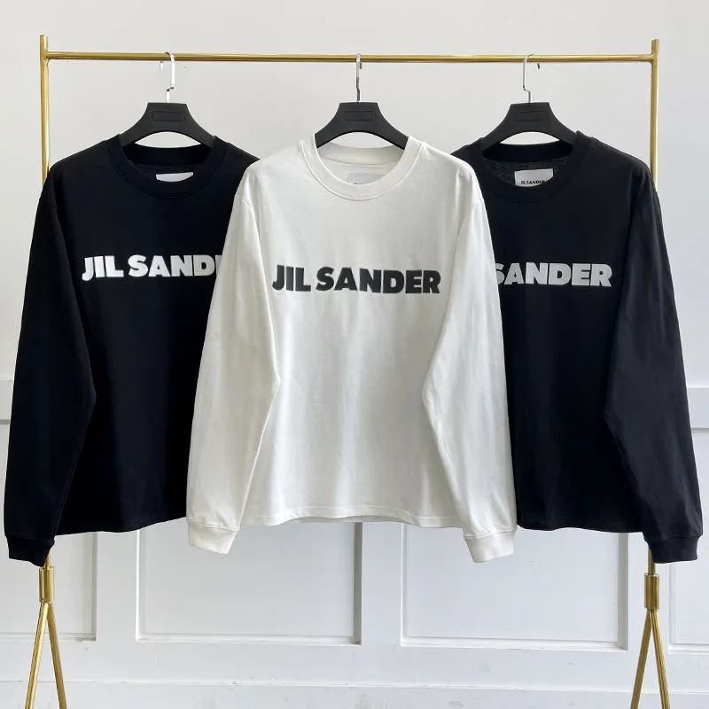 

2024, Высококачественная Тяжелая Минималистичная футболка JIL Sander с длинным рукавом, для улицы, мужская и женская модная брендовая Повседневная футболка для пар