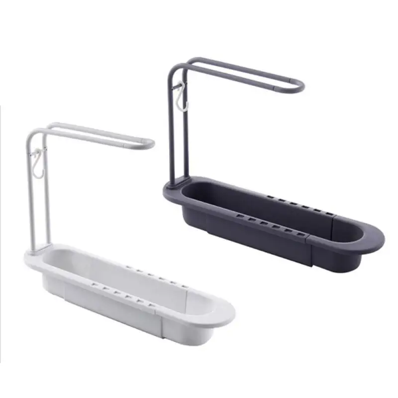

Telescopic Sink Shelf Drainer Rack Kitchen Organizer Soap Sponge Holder Towel Rack Storage Basket Rice washing basin Home Storag