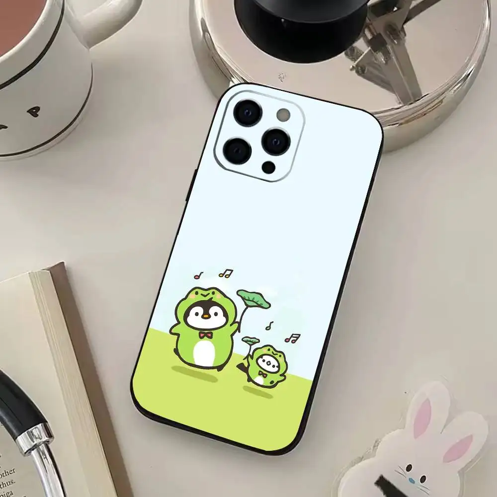 Фото Милый мультяшный чехол с пингвином для iPhone 17, 16, 15, 14, 13, 12, 11 Plus, Pro Max, XS, мягкий черный чехол №4