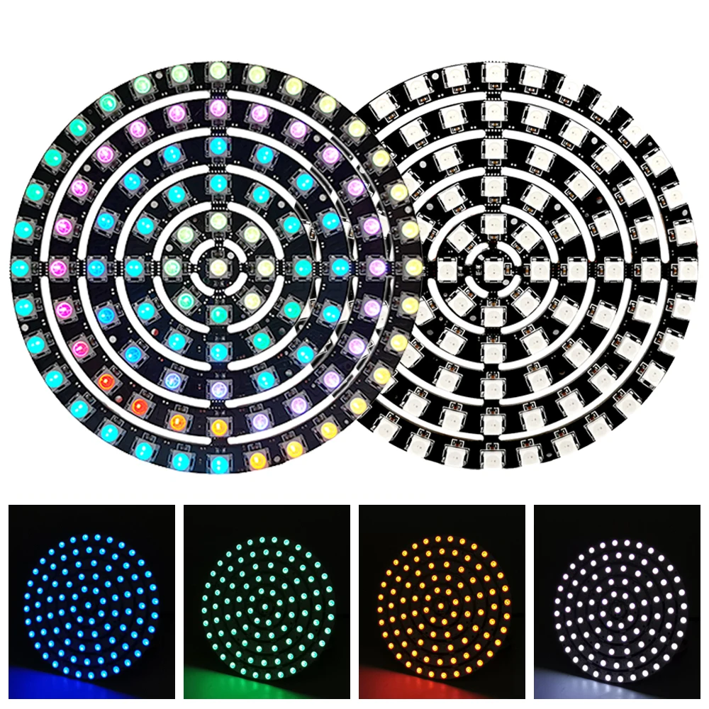Светодиодное кольцо WS2812B, круглые модули для самостоятельной сборки, встроенные индивидуально адресуемые WS2812 RGB IC SMD5050, Arduino, 93 пикселя постоянного тока