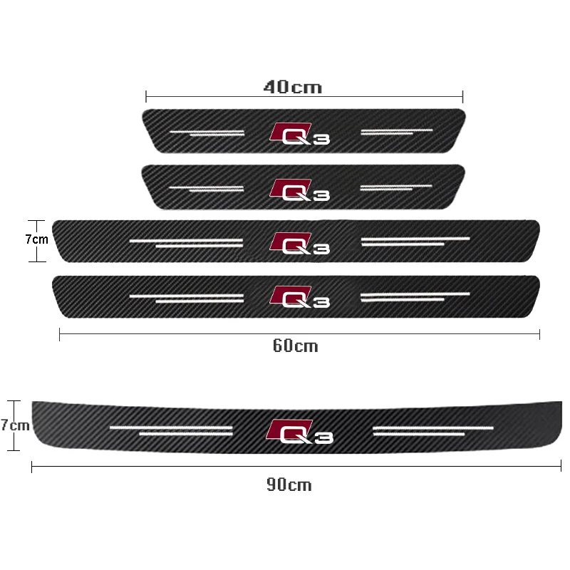 

Автомобильные карбоновые наклейки, накладки на порог двери автомобиля для Audi Q3 2014 2015 2016 2017 2018 2019 2020 2021, аксессуары