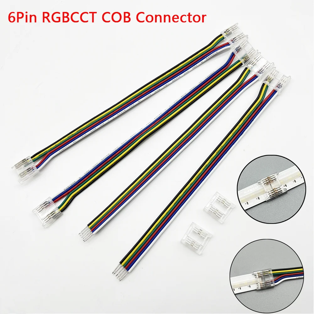 

5pcs/lot 5Pin 6Pin COB LED Strip Connector 12mm PCB RGBCCT RGBWW Tape Light Strip to Strip/Wire FOB Corner Connectors No welding