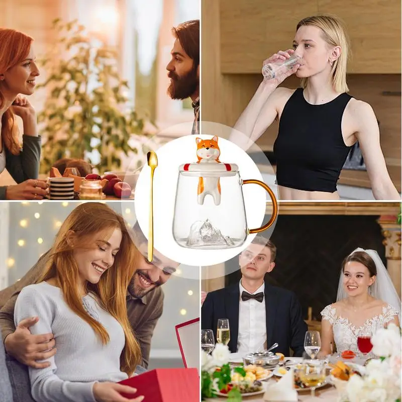 Стеклянная кружка с крышкой Мультяшные чашки для чая собакой Чашки кофе