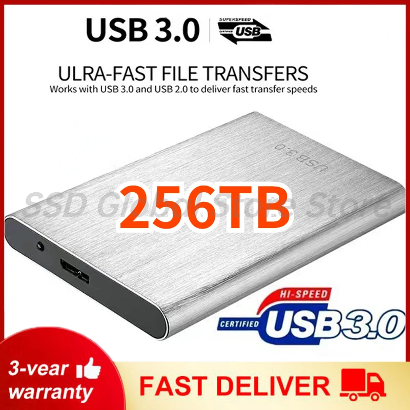 

256TB Portable SSD USB 3.0 HDD 2TB 4TB High-speed External Hard Drive Mass Storage Mobile Hard Disks For Desktop/Laptop/Android