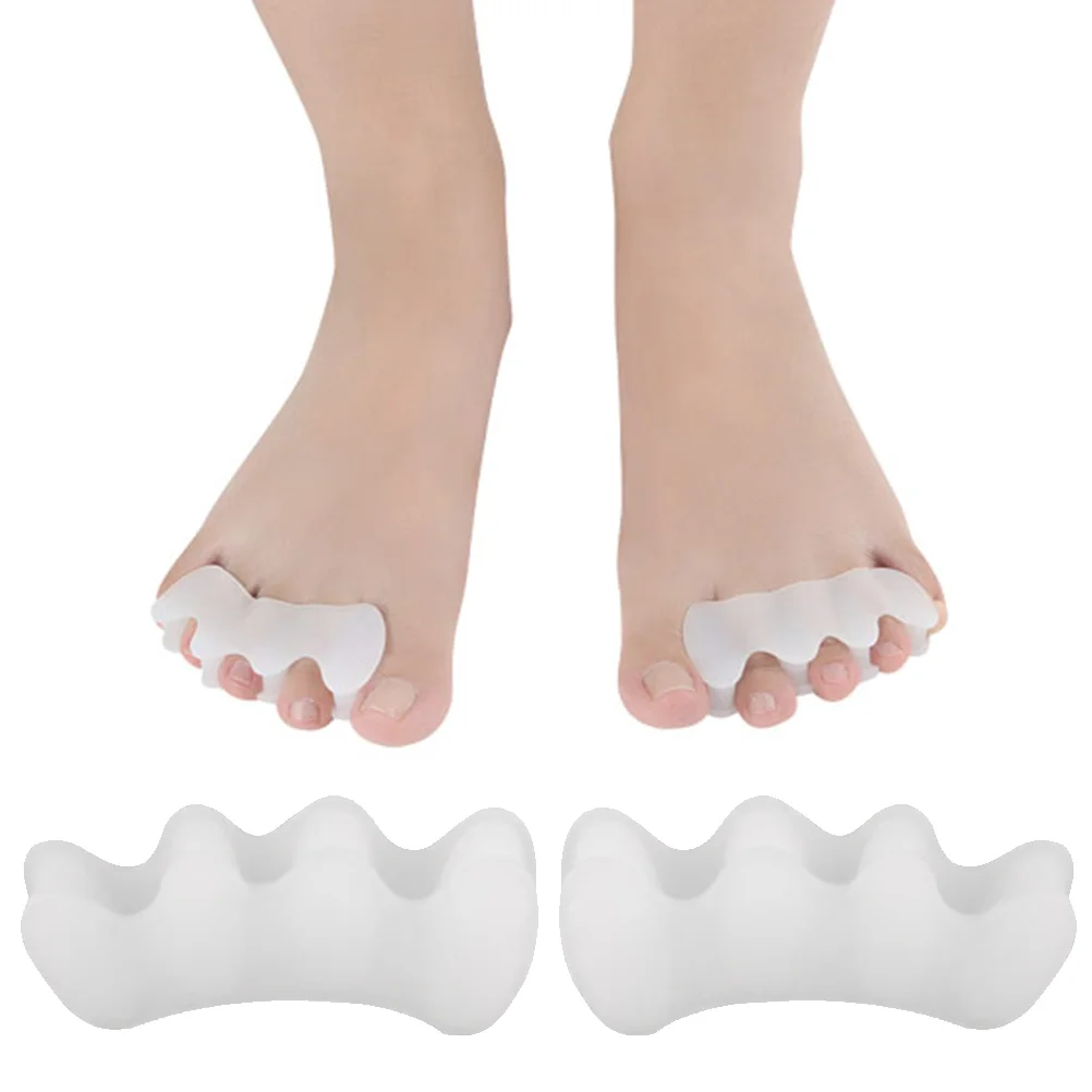 

1 Pair of Toe Spacers Bunion Relief Toe Separators Straightener Corrector for Hallux Valgus (White)