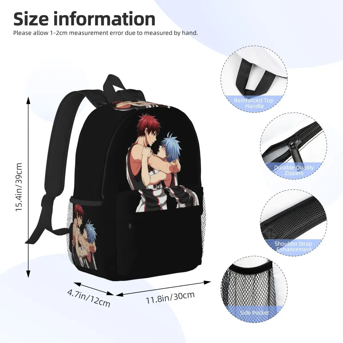 Фото Рюкзак Harajuku Basketball Kuroko No Basket Basuke Kaijo, школьный рюкзак для студентов, сумка для ноутбука, наплечная сумка для мужчин и женщин. №2