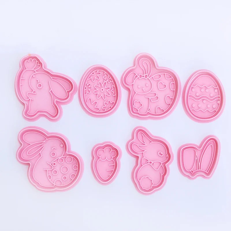 

Easter Plastic Cookie Cutter 3D Cartoon Rabbit Carrot Eggs Bunny Ear Biscuit Fondant Embosser Stamps Cake Decoration Baking Tool
