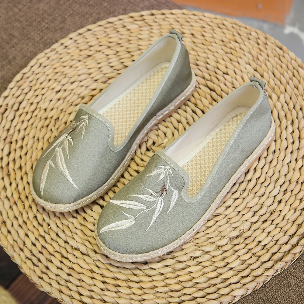 

Женские повседневные Лоферы YRZP, удобные кроссовки, женские льняные эспадрильи ручной работы, обувь с вышивкой без застежек на плоской подош...