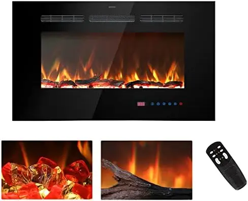 

inches Fireplace Inserts, Recessed and Mounted Fireplace Heater, Linear Fireplace w/Thermostat, Remote & Touch Screen, Mul
