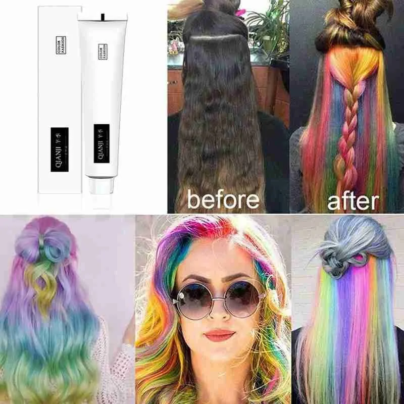 

Professional Mermaid Hair Coloring Shampoo Mild Safe Hair Dyeing Shampoo For All Hairs 10 Colors Semi Permanent Hair Dye