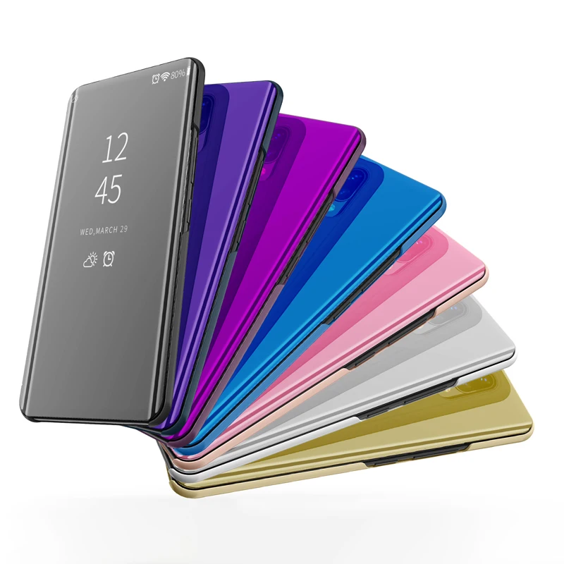 luxury smart transparent mirror flip phone case for xiaomi poco x4 x3 nfc x2 m4 m3 f3 f2 pro c31 c3 shockproof holder back cover free global shipping