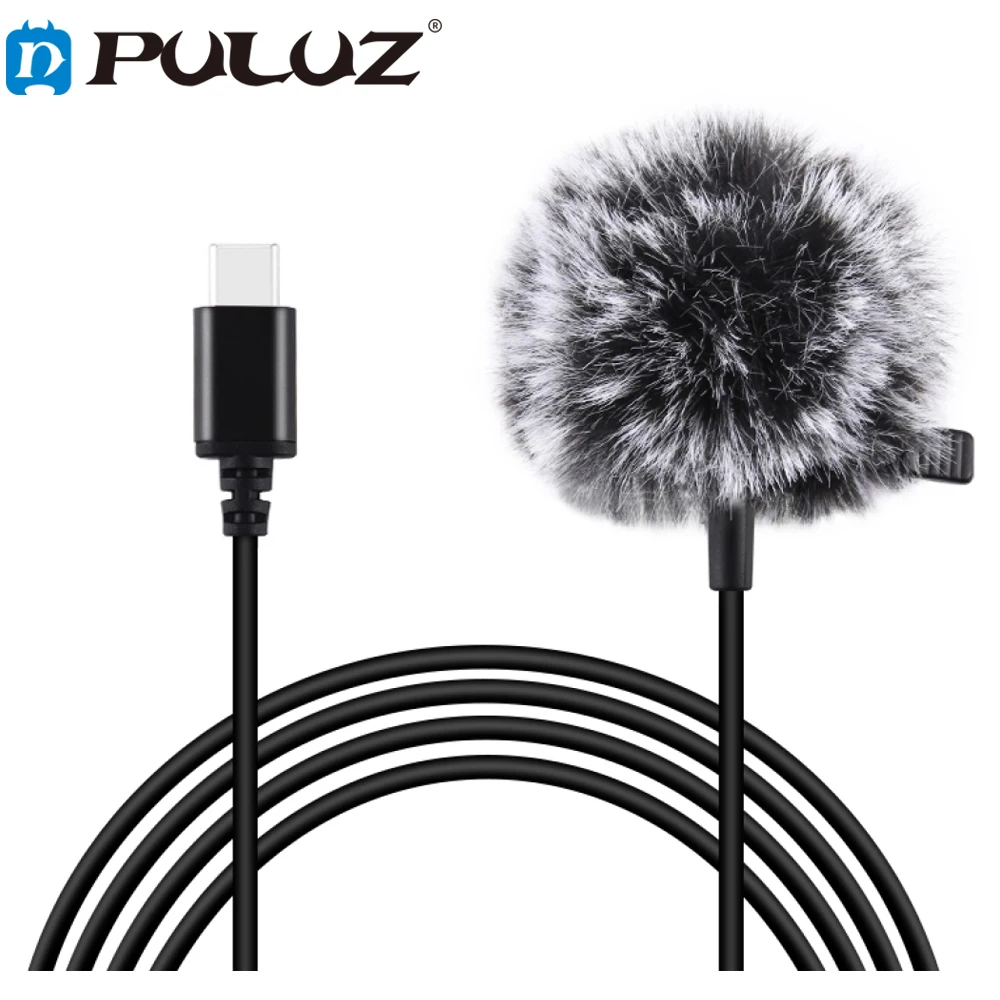 

Портативный мини-микрофон PULUZ с креплением на лацкан, 1,5 м, для IPhone, Android, смартфонов, ПК, ноутбуков, микрофон Lightning Type-C 3,5 мм