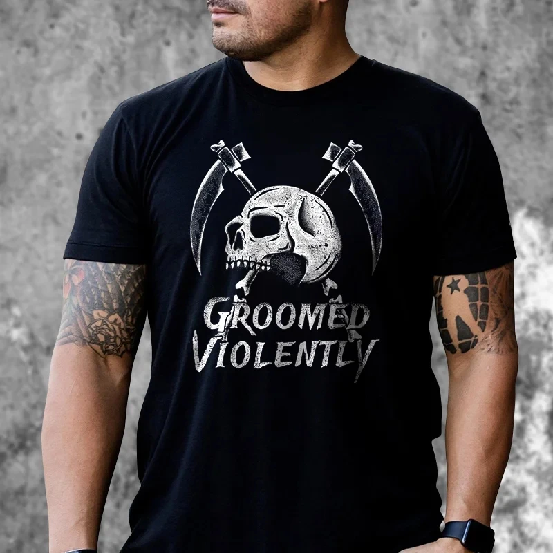 

Badassdude Groomed Violently Skull Printing Men's Casual Fashion T-shirt