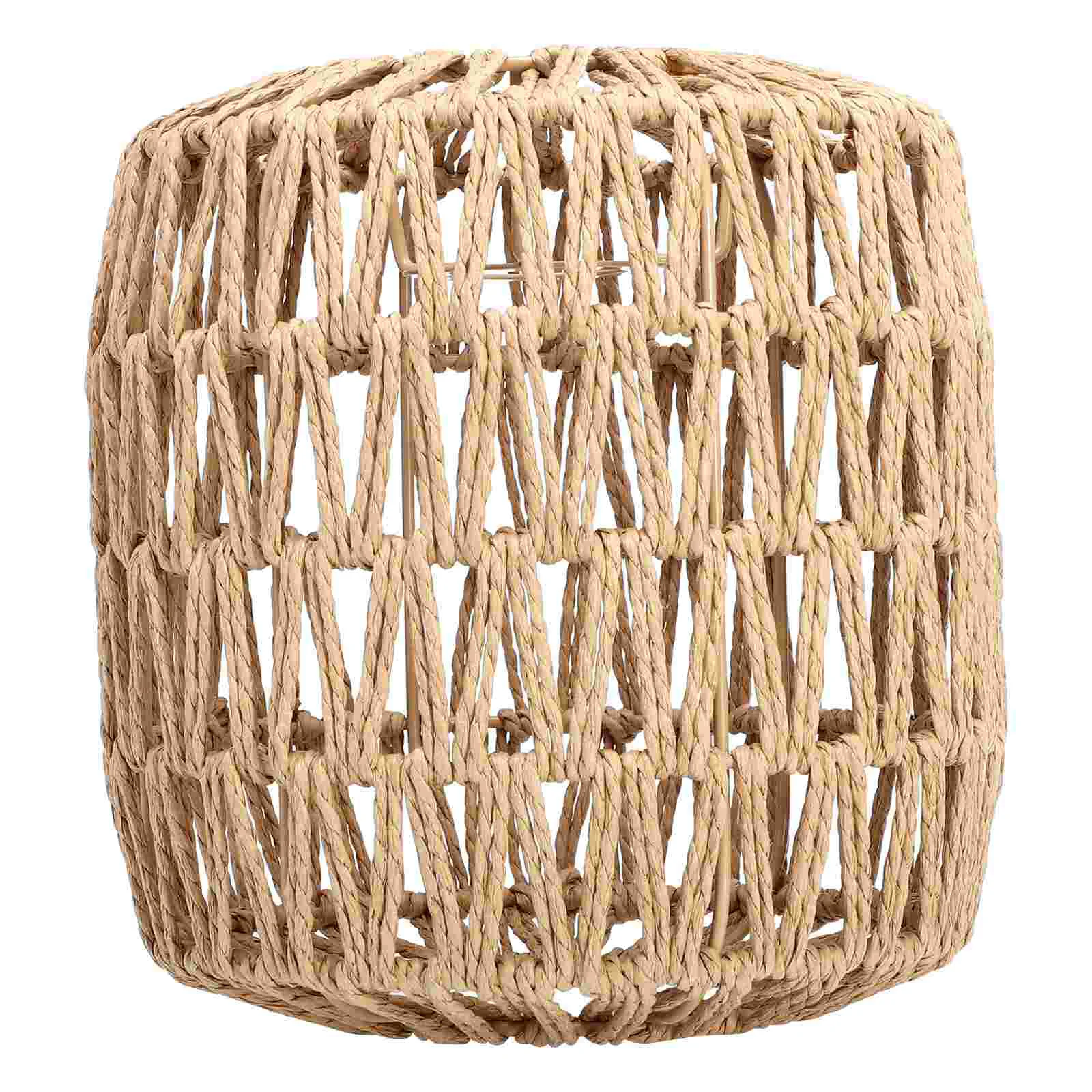 

Lamp Shade Lampshade Cover Woven Rattan Chandelier Pendant Rope Light Hemp Retro Small Replacement Braided Drum Vintage Table