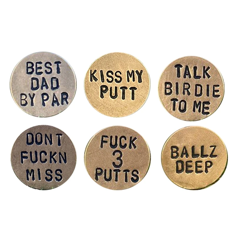 

New-Wood Golf Marker Fun Golf Mark Funny Golf Marker Funny Birthday Gift Adult Humor Golf Ball Markers 6Pcs Golf Accessories