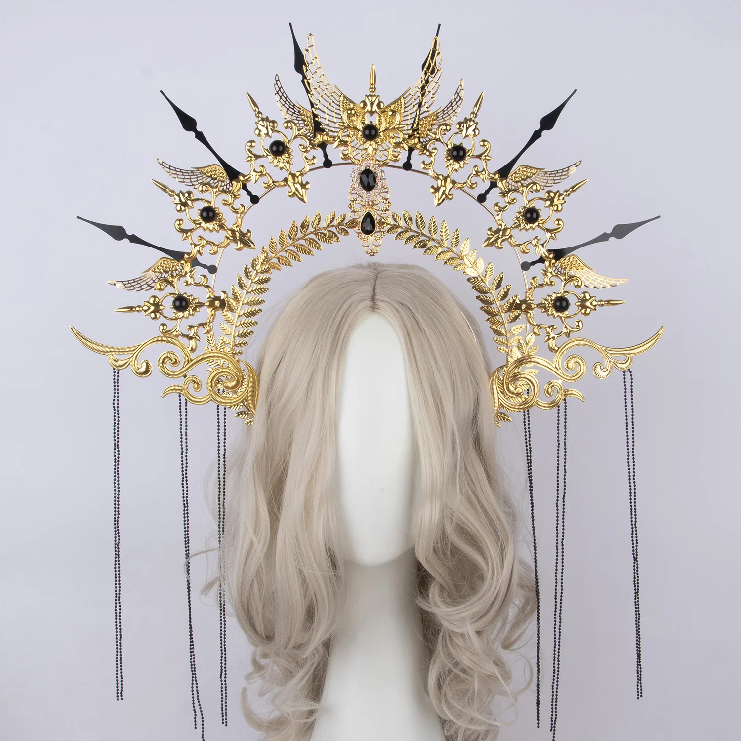 

Sun Goddess Angel Queen Anna Baroque KC Crown Headpiece Gothic Lolita Halo Tiara Headband Women Hair Accessories