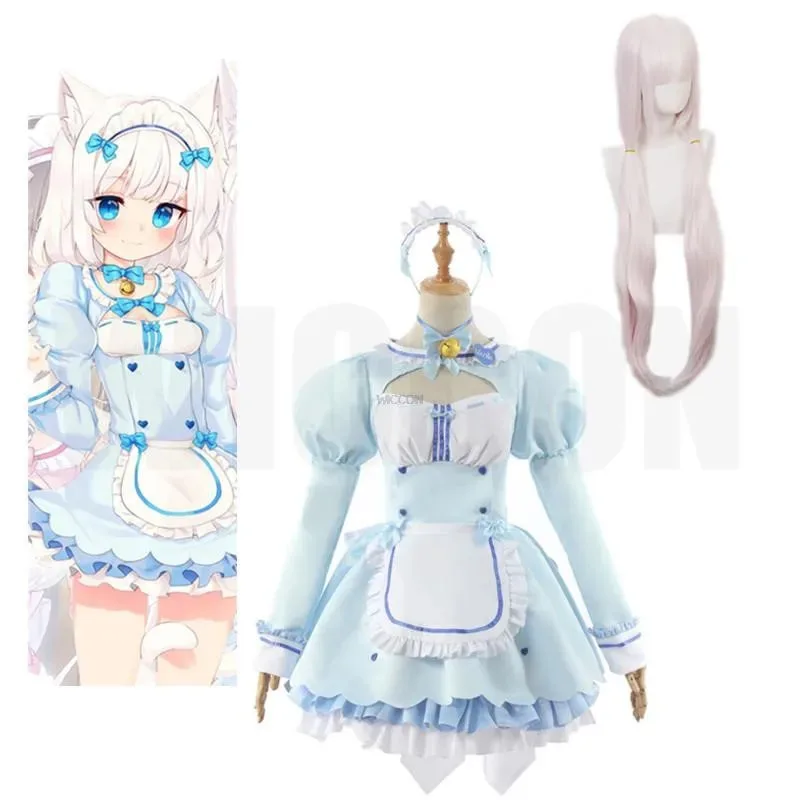 Фото Игра Chocola Nekopa Косплей Костюм Одежда Парик Ванильный Костюм Кошка Девушка Костюм Горничной Лолита Женская Юбка Милый Розовый Синий Цвет №4
