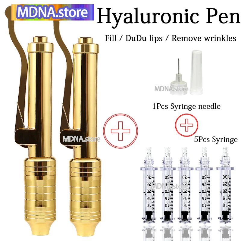 

0.3ml Portable Golden Stainless Steel Hyaluronic Pen High-pressure Atomizer for Wrinkles Removal Lips filling and Facial Lifting