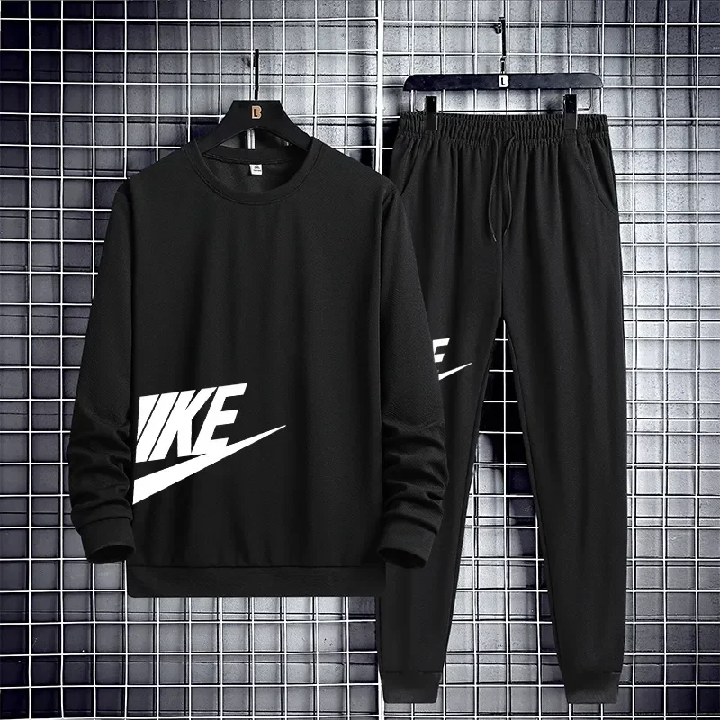 

Мужской спортивный костюм осень-зима повседневная спортивная одежда Молодежный свитер с круглым вырезом и длинным рукавом Одежда для бега Модный комплект из двух предметов