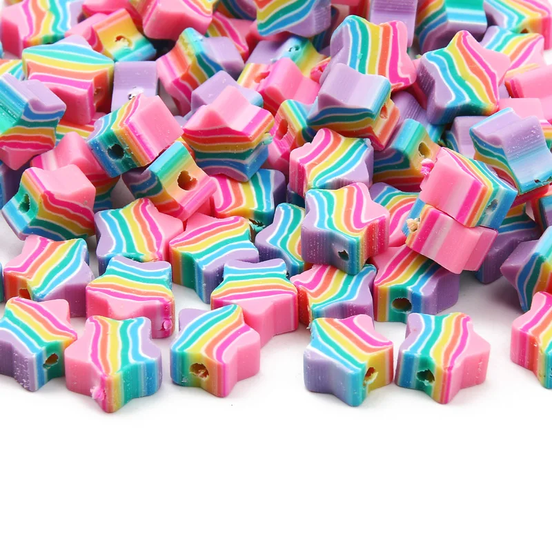 

Бусины из полимерной глины в форме звезды разных цветов, мягкие глиняные бусины россыпью для изготовления ювелирных изделий своими руками, ...