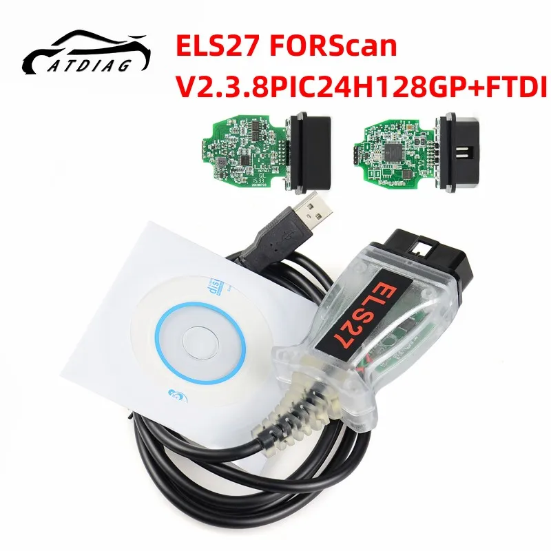 

Диагностический сканер ELS27 V2.3.8 FORScan OBD2, зеленая печатная плата PIC24HJ128GP els27, поддержка ELM327 и J2534, Ford/Mazda