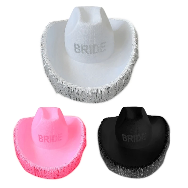 

Cowgirl Hats BRIDE Letter Cowboy Hat with Tassels and Adjustable Drawstring