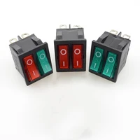 15pc kcd3 double boat rocker switch toggle 6 pin on off with green red light 20a 125vac16a 250ac30a 250vac