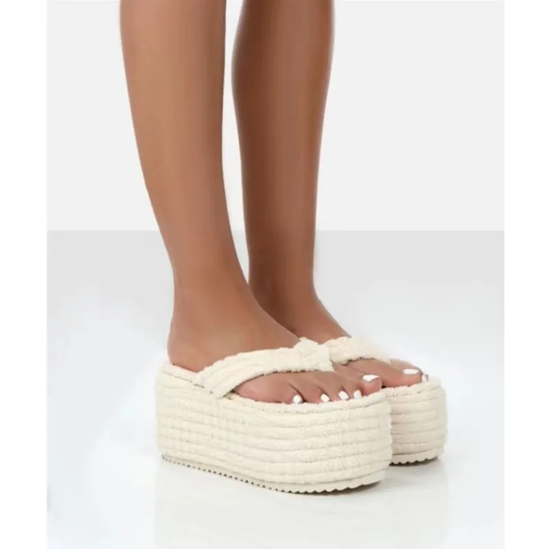 

Новинка 2022, женские сандалии на высоком каблуке, шлепанцы, женское полотенце, хлопковая швабра, подходящие ко всему сандалии из искусственн...