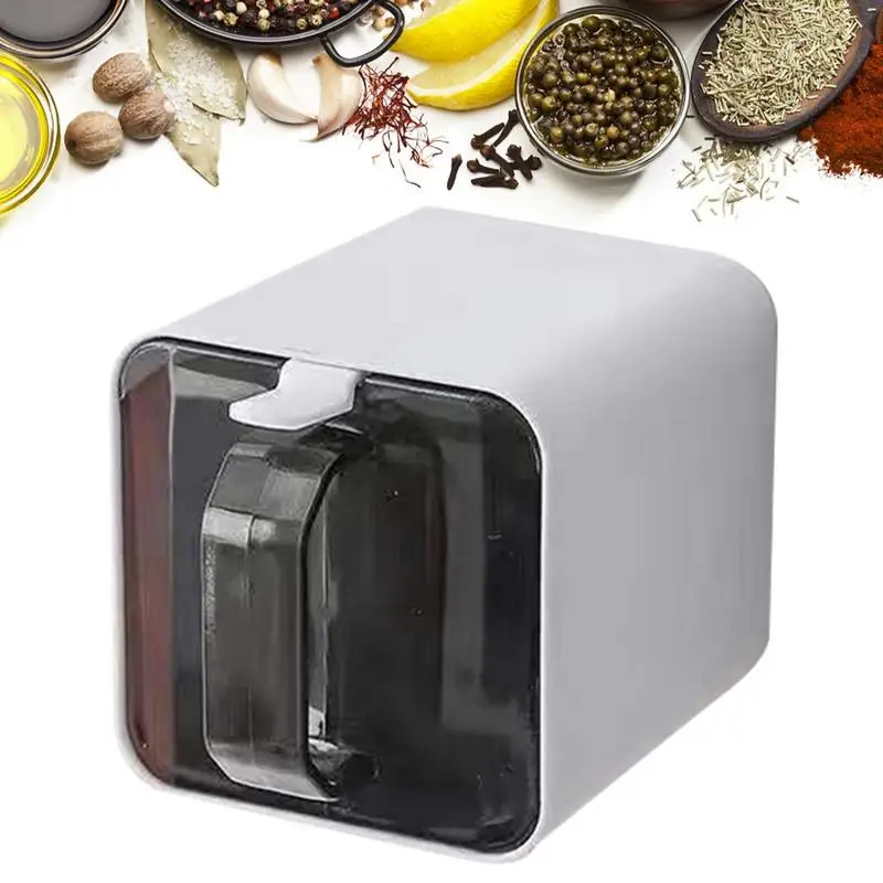 

Kitchen Wall Mounted Seasoning Box Spice Jar Containers Moisture-proof Spice Jars With Spoon Lid Square Condiment Canisters
