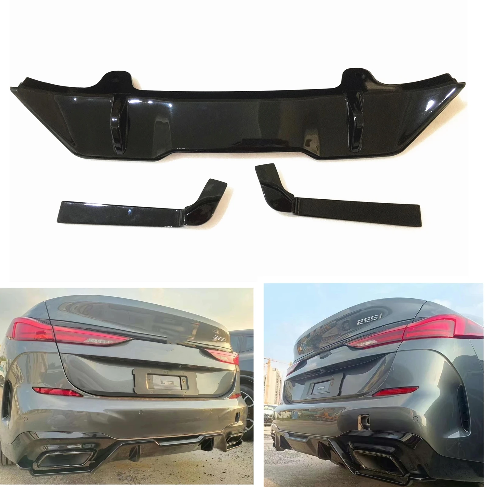 

Glossy Black Car Rear Bumper Diffuser Lip Exhaust Spoiler Plate Boot Splitter For BMW 2 Series F44 228i M235i 2020 2021 2022