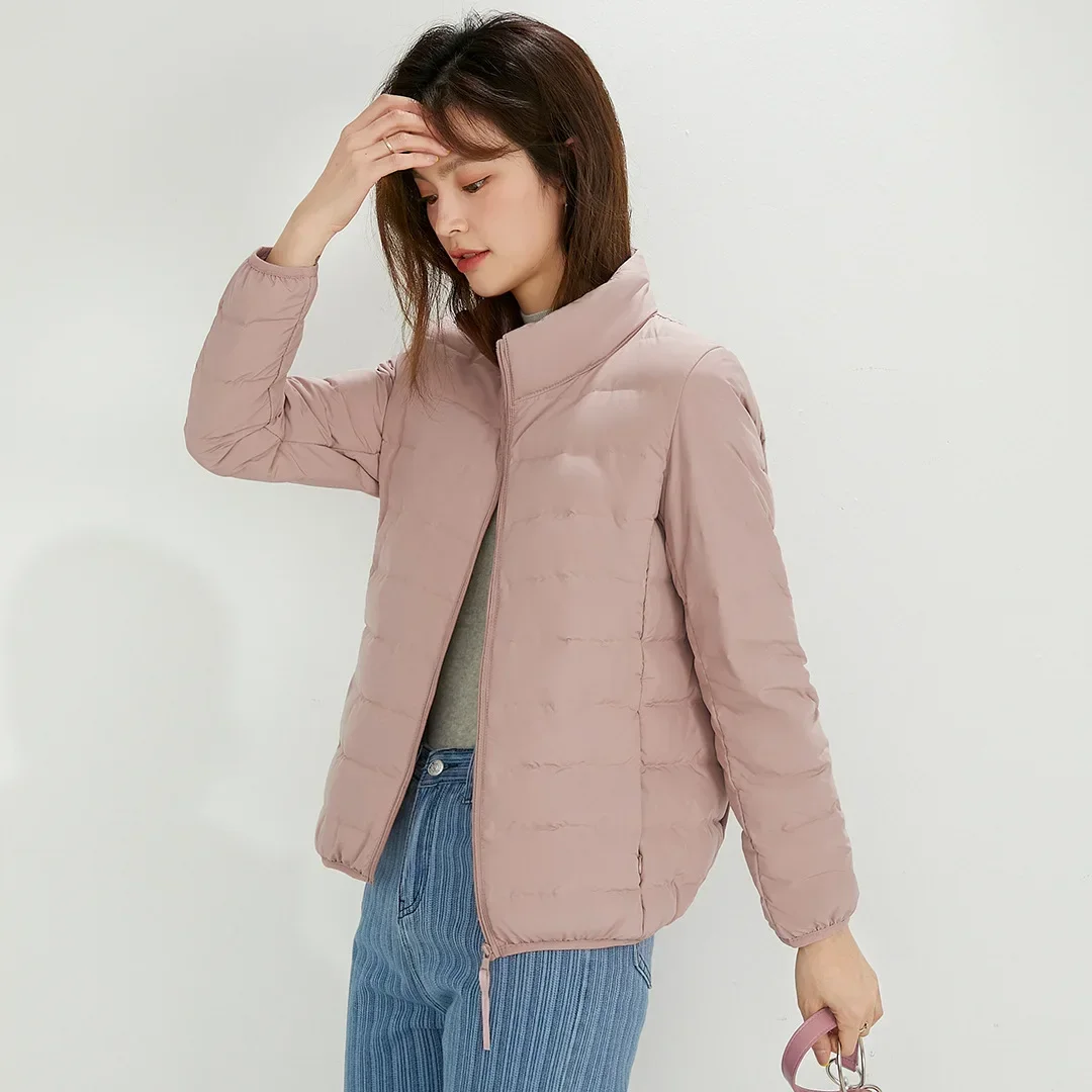 

Зимняя Новая женская короткая приталенная куртка с воротником-стойкой, 90 утиного пуха