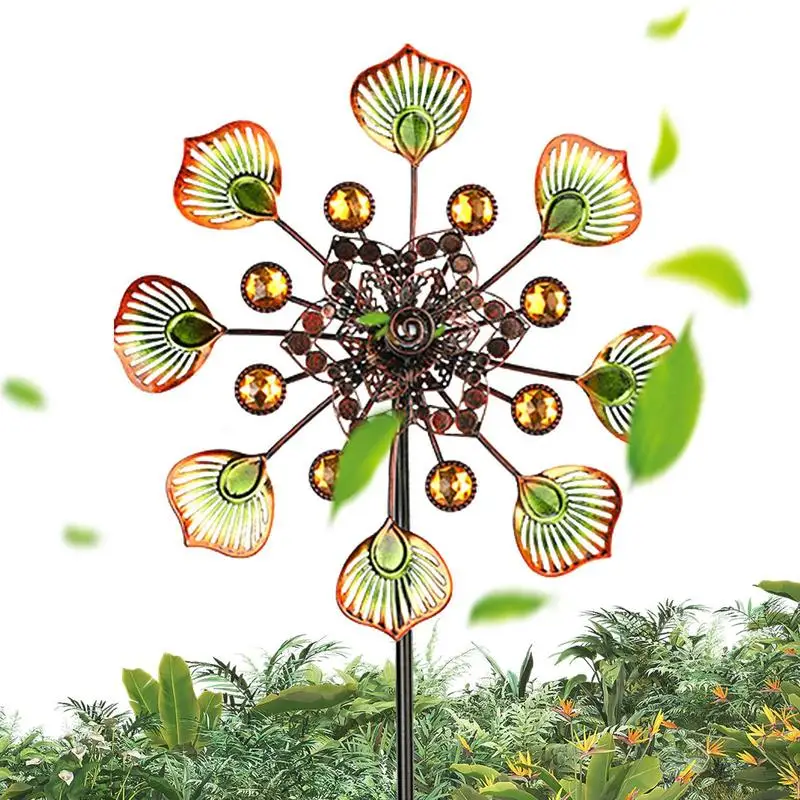 

Peacocks Tail Wind Spinner Metal Garden Wind Spinner 360 Degrees Swivel Garden Windmill Yard Pinwheel Garden Art Sculpture
