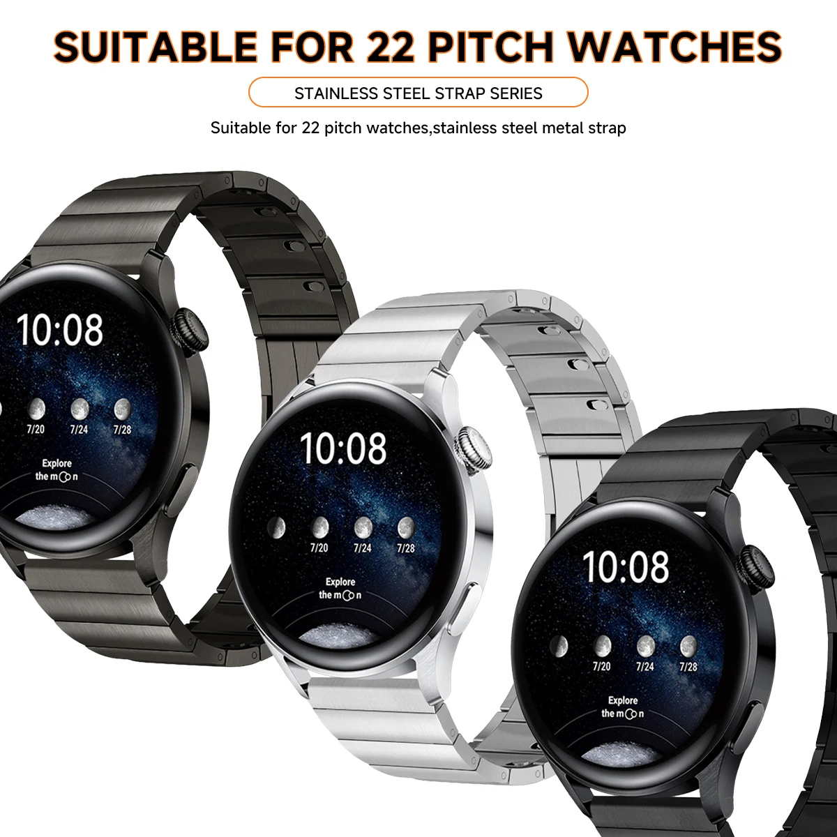 Фото Роскошный металлический ремешок с быстрым звеном 22 мм для Huawei Watch GT5 GT4Pro 3Pro Браслет из нержавеющей стали 46 мм для Huawei GT 5 Pro 46 мм №2